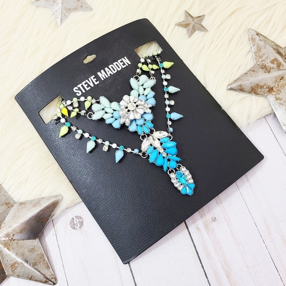 Steve Madden Jewelry - Steve Madden rhinestone necklace neon ombre layers Mcbling Y2K Jewelry